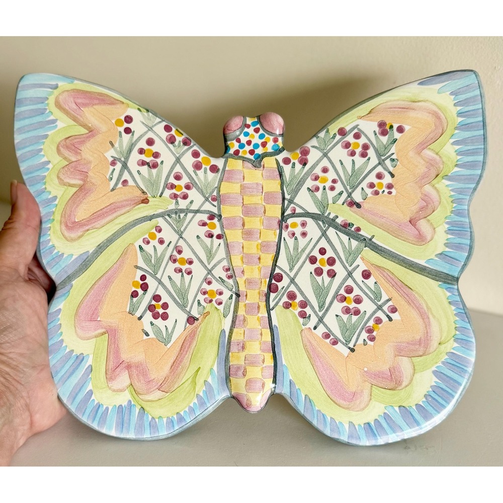 Vintage MacKenzie-Childs Butterfly Trivet, 2003 Retired Wall Plaque Aurora NY